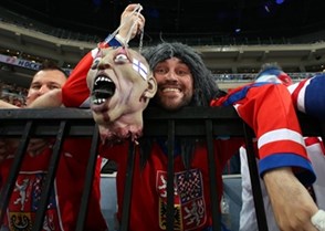PRAGUE, CZECH REPUBLIC - MAY 14: Czech Republic fan gets ready for quarterfinal round action against Finland at the 2015 IIHF Ice Hockey World Championship. (Photo by Andre Ringuette/HHOF-IIHF Images)

